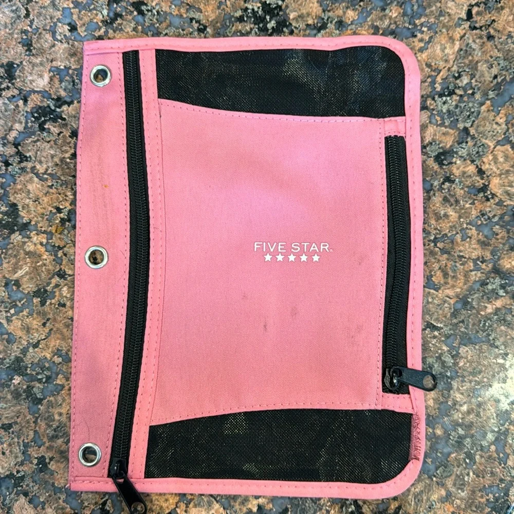 Five Star Pencil Pouch School Office Organizer Pen Marker 3 ring binder Pink
